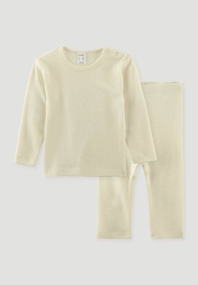 Baby underwear set made from organic merino wool with silk