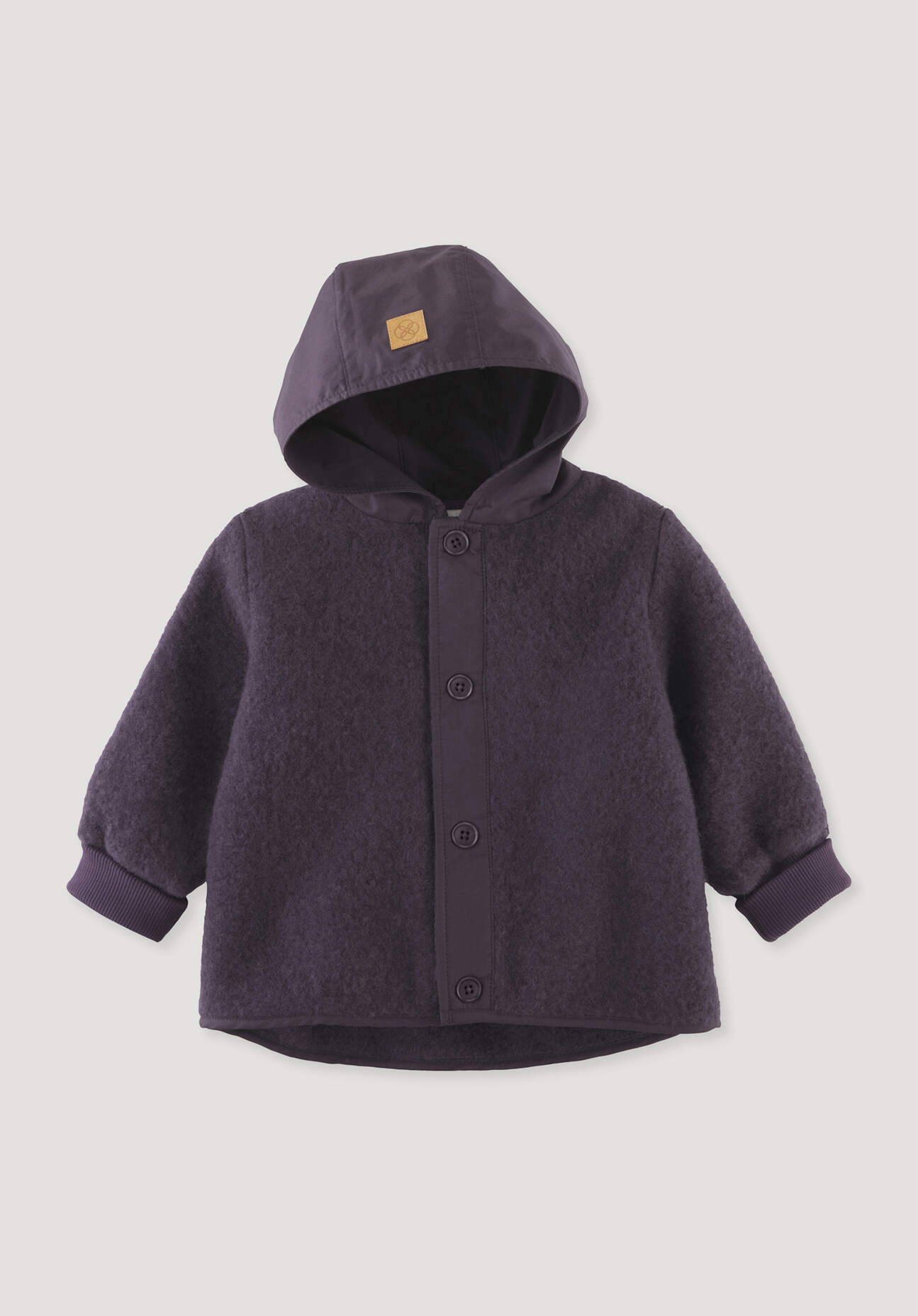 hessnatur Baby Wollfleece-Jacke mit Patch aus Bio-Merinowolle - lila - Größe 98/104