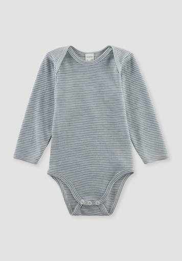 Long-sleeved bodysuit made from organic merino wool with silk - 0
