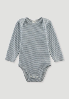 Long-sleeved bodysuit made from organic merino wool with silk