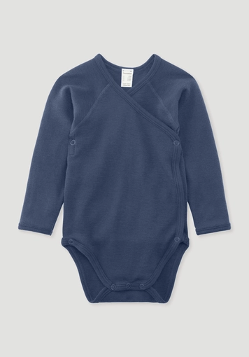 Langarm Wickelbody aus Bio-Merinowolle mit Seide Langarm Wickelbody aus Bio-Merinowolle mit Seide