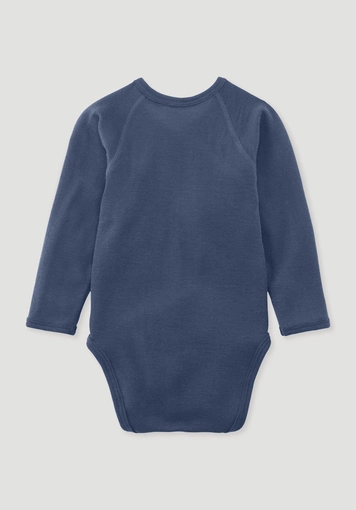 Long-sleeved wrap bodysuit made from organic merino wool with silk - 1