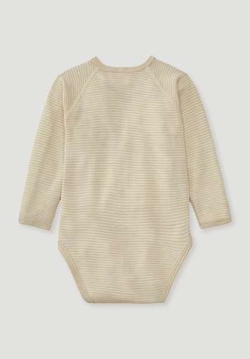 Long-sleeved wrap bodysuit made from organic merino wool with silk - 1