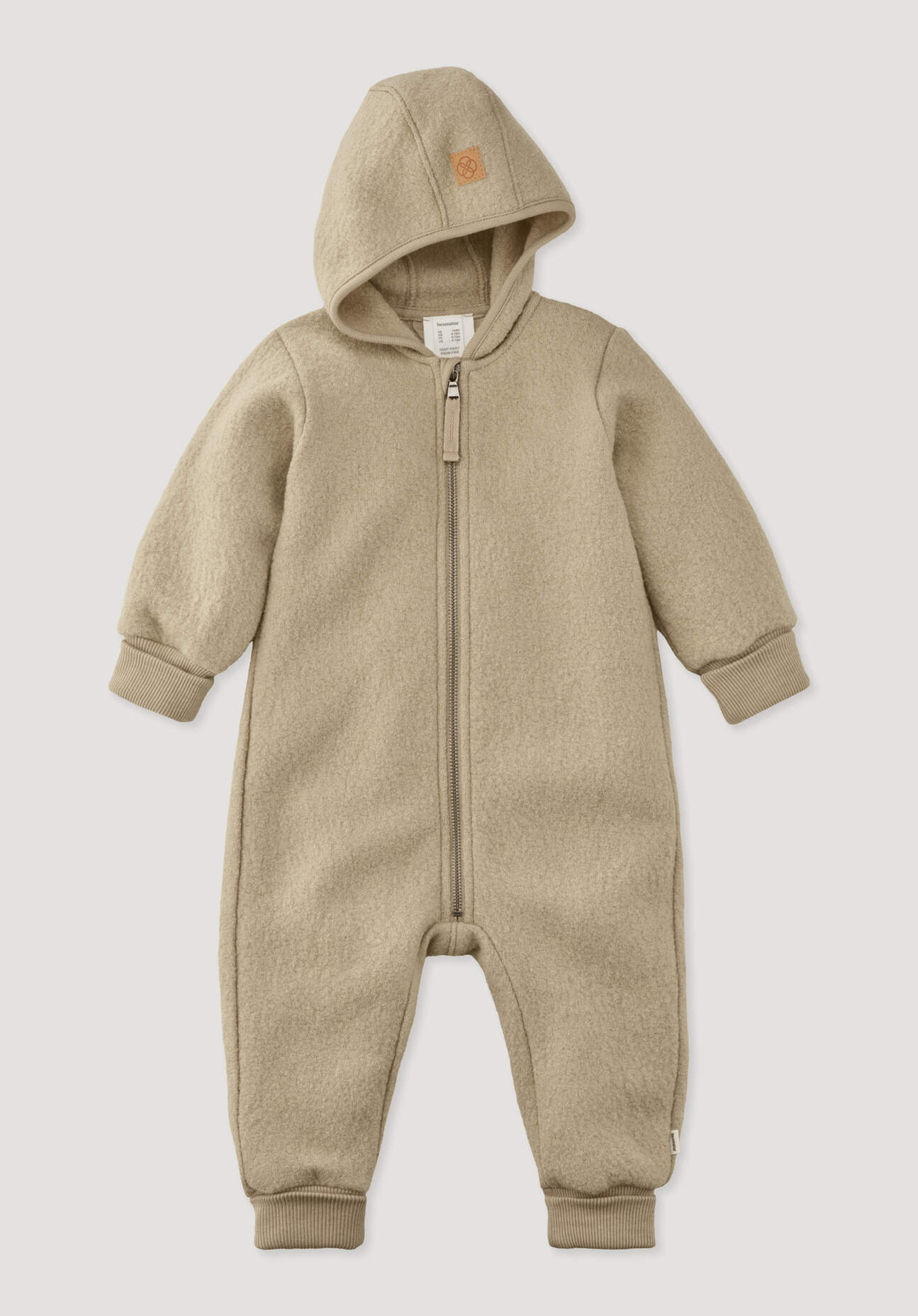 hessnatur Baby Walkoverall aus Bio-Merinowolle - beige Grösse86/92