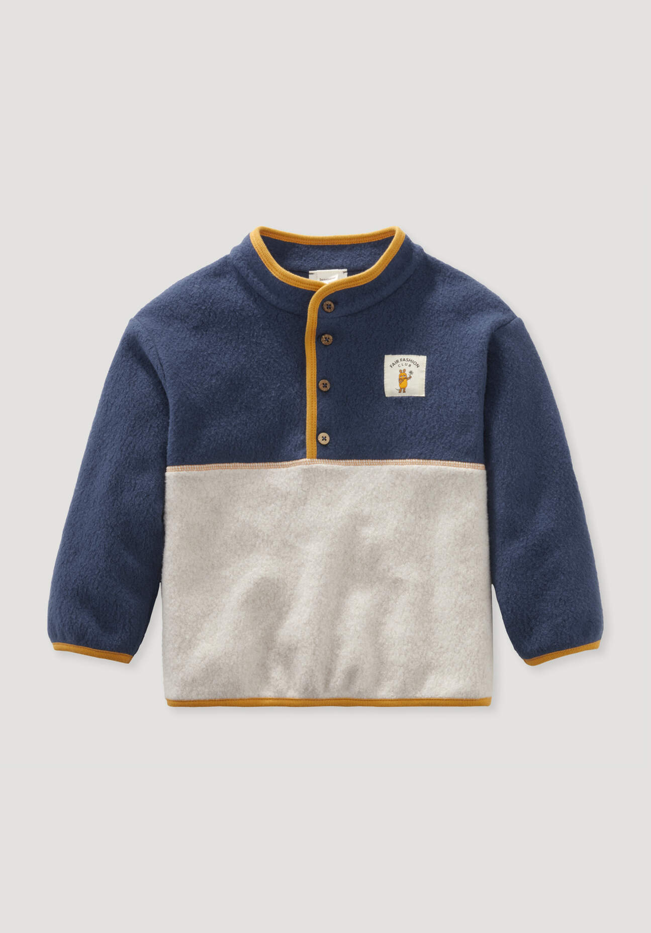 hessnatur Baby Fleece Troyer DIE MAUS aus Bio-Baumwolle - blau - Größe 74/80