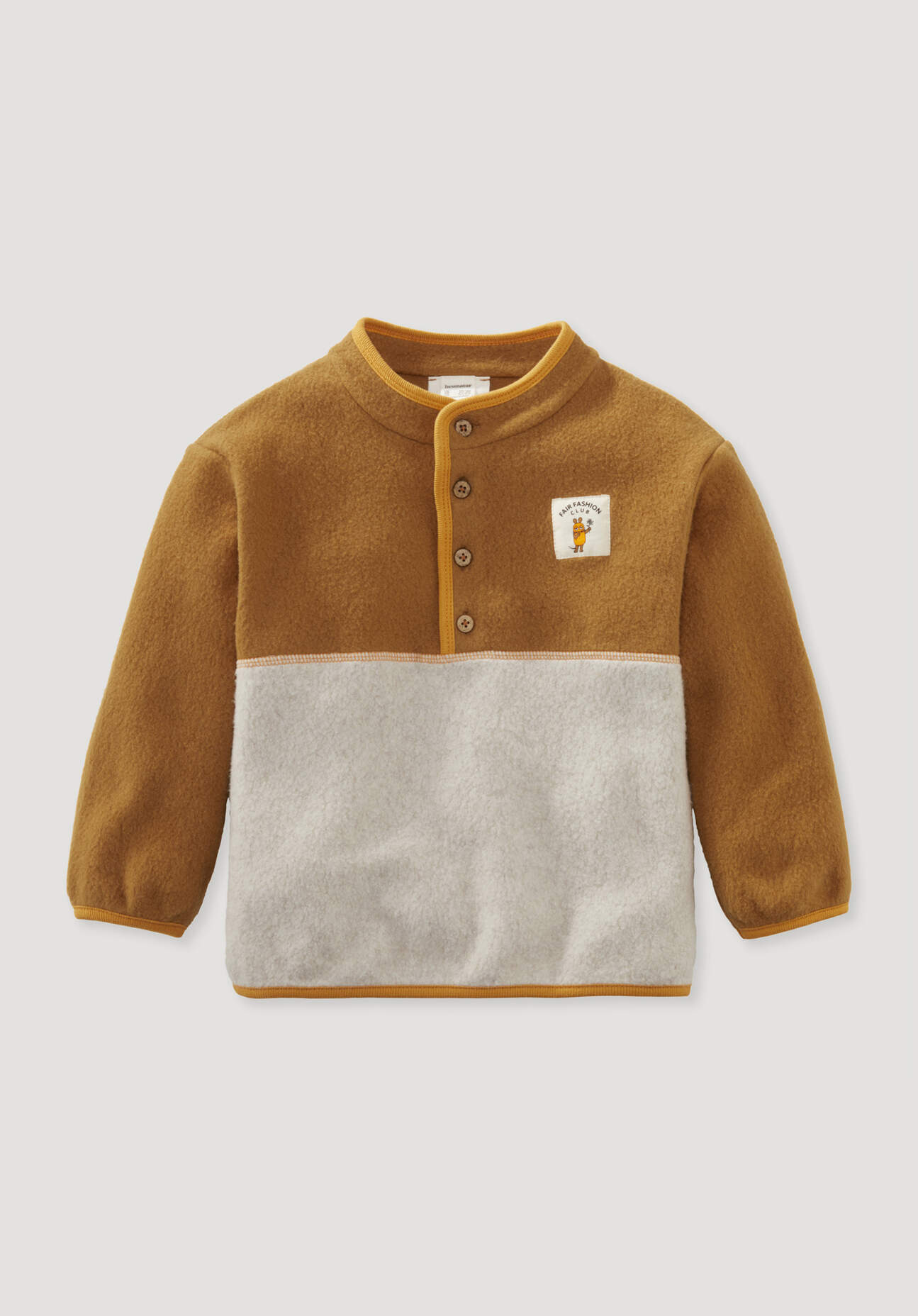 hessnatur Baby Fleece Troyer DIE MAUS aus Bio-Baumwolle - braun - Größe 98/104
