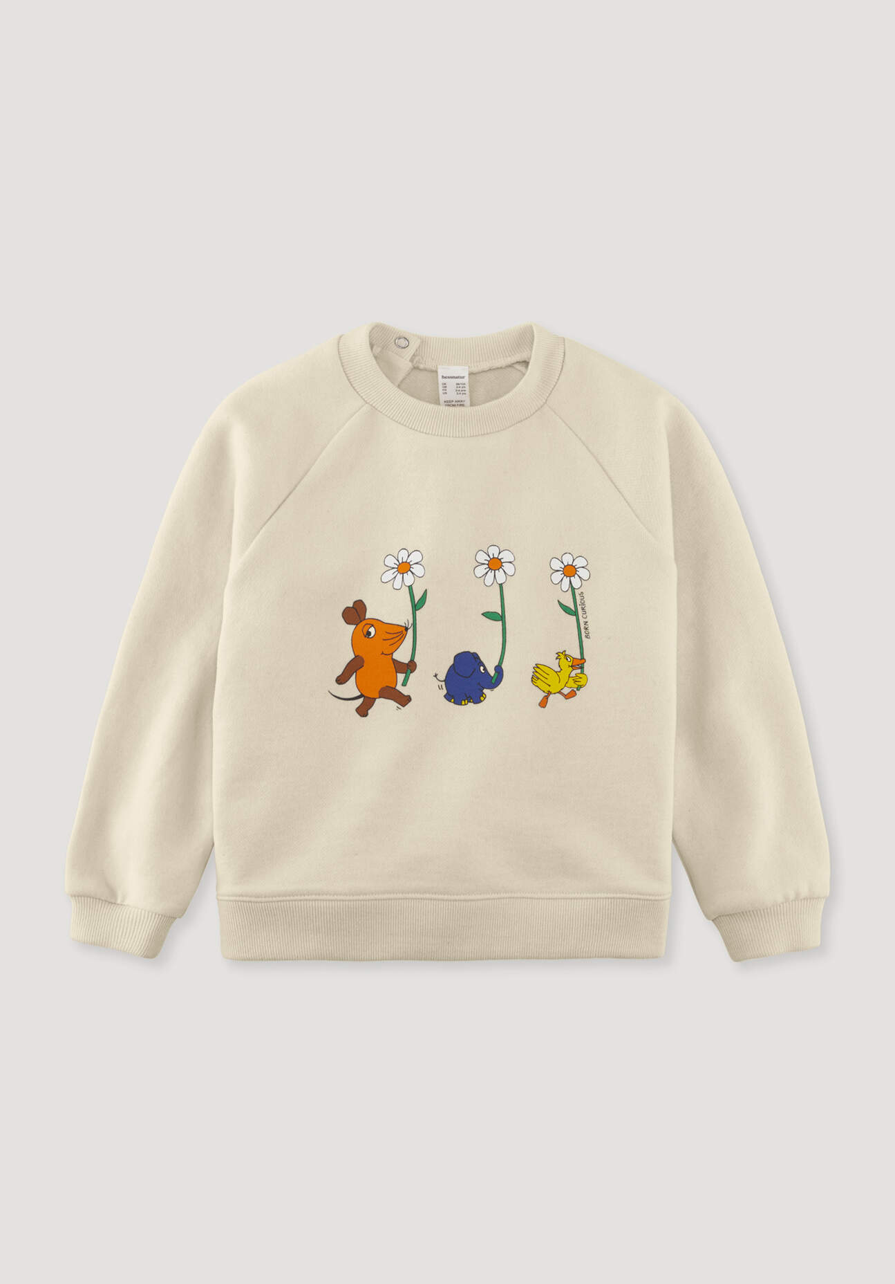 hessnatur Baby Sweatshirt DIE MAUS Regular aus Bio-Baumwolle mit recycelter Baumwolle - natur - Größe 98/104
