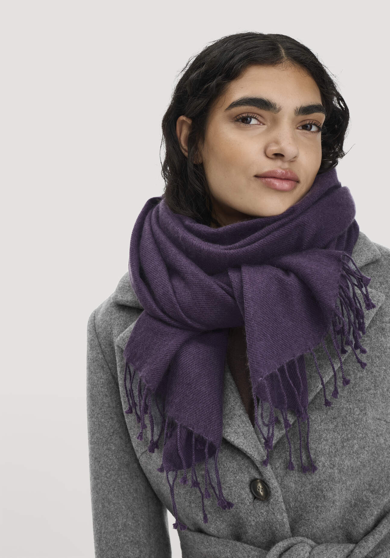 hessnatur Damen Schal aus Cashmere mit Schurwolle - lila Grösse60x200 cm