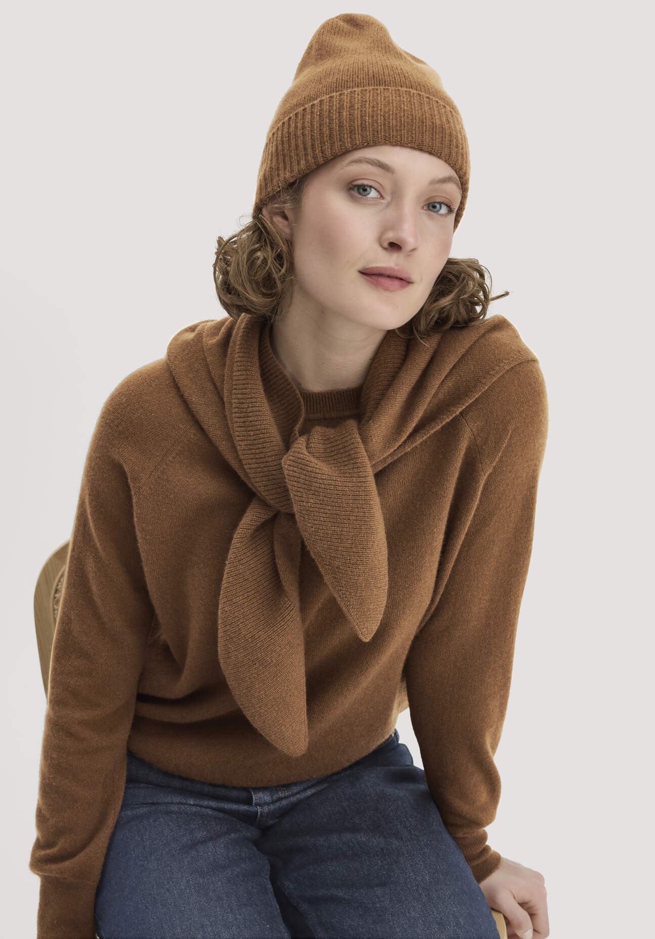 hessnatur Damen Dreieckstuch aus Cashmere - braun - Größe 57x125 cm