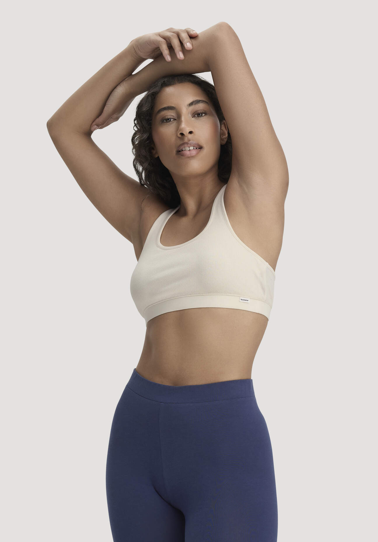 hessnatur Damen Bustier Racerback SOFT RIB aus Bio-Baumwolle - naturfarben Grösse40