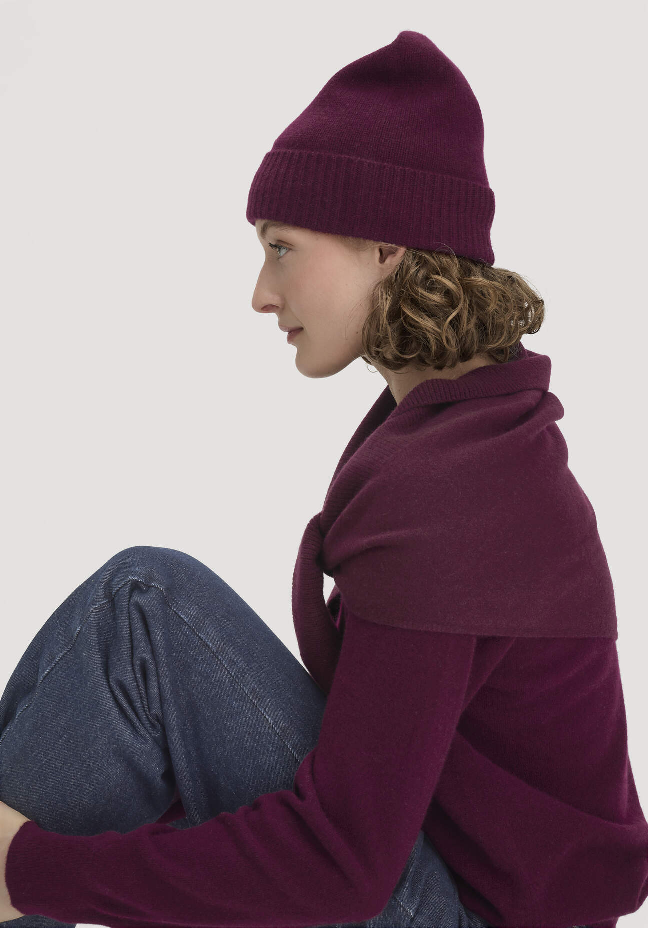 hessnatur Damen Mütze BETTER RECYCLING aus Cashmere - rot GrösseOne Size