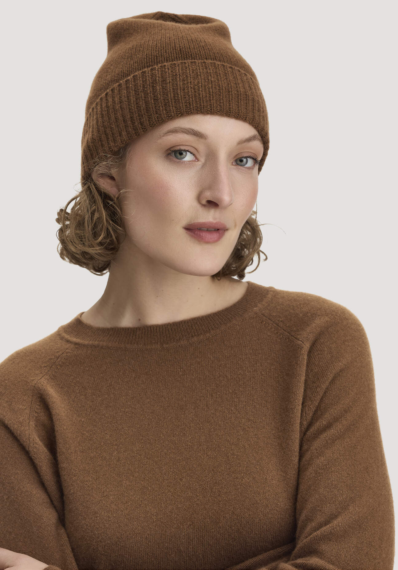 hessnatur Damen Mütze BETTER RECYCLING aus Cashmere - braun GrösseOne Size