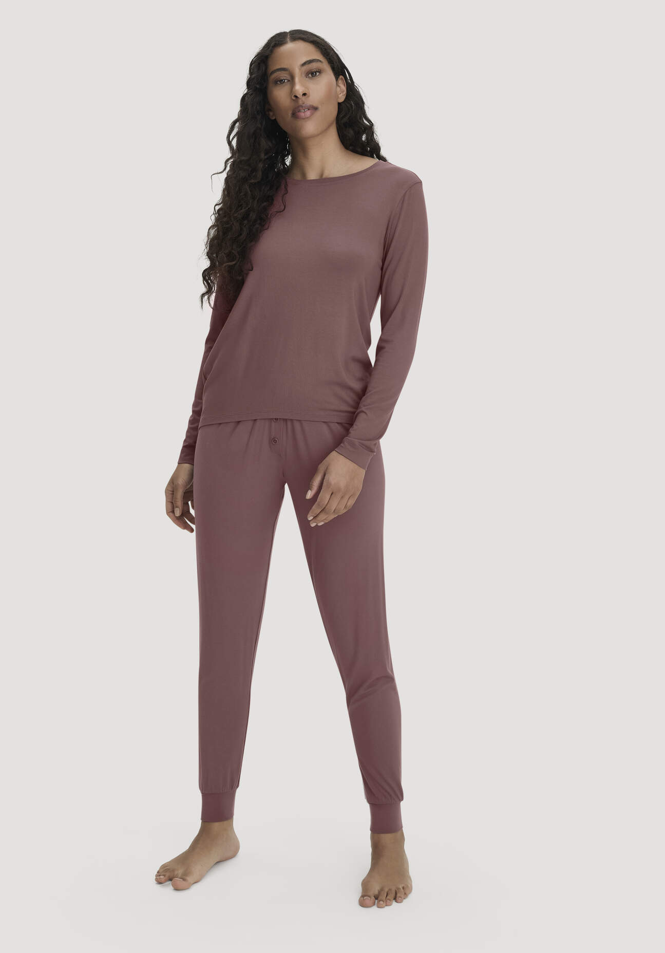 hessnatur Damen Pyjama PURE FLOW aus TENCEL™ Modal - braun Grösse40