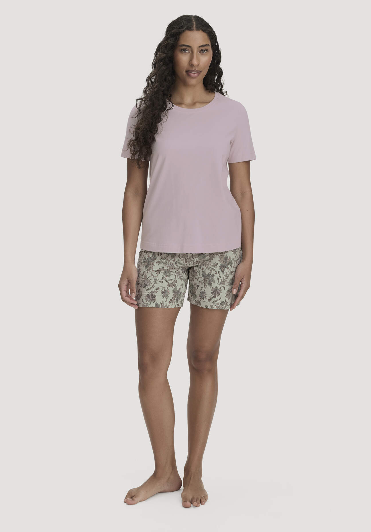 hessnatur Damen Pyjama PURE COTTON aus Bio-Baumwolle - beige Grösse48