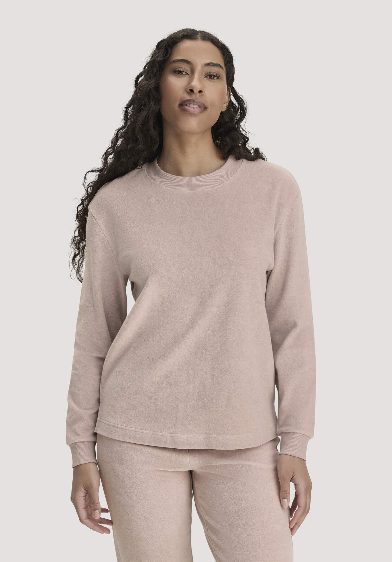 hessnatur Damen Frottee Loungeshirt Oversize PURE COTTON aus Bio-Baumwolle - rosa Grösse44