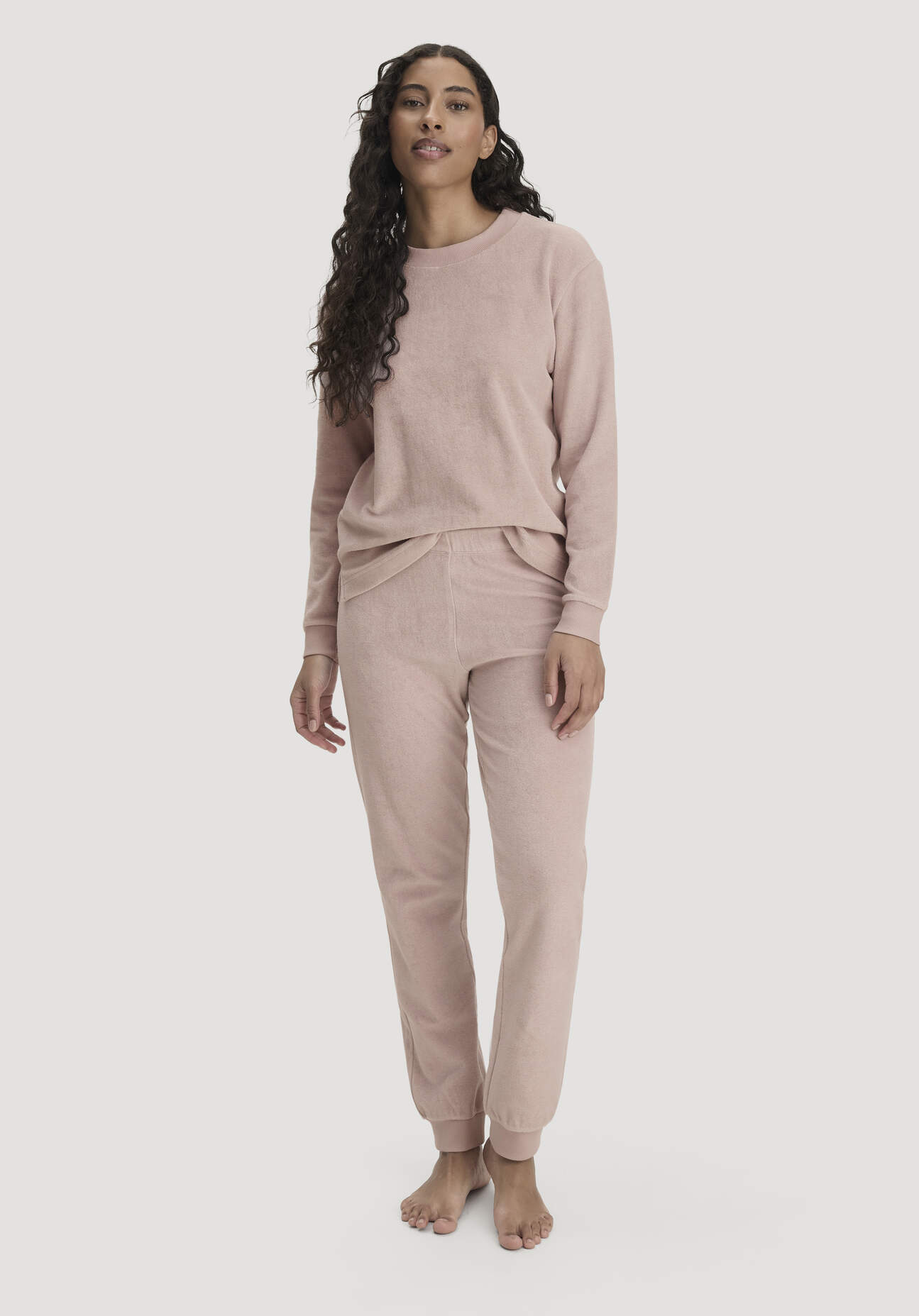 hessnatur Damen Frottee Loungehose PURE COTTON aus Bio-Baumwolle - rosa Grösse34