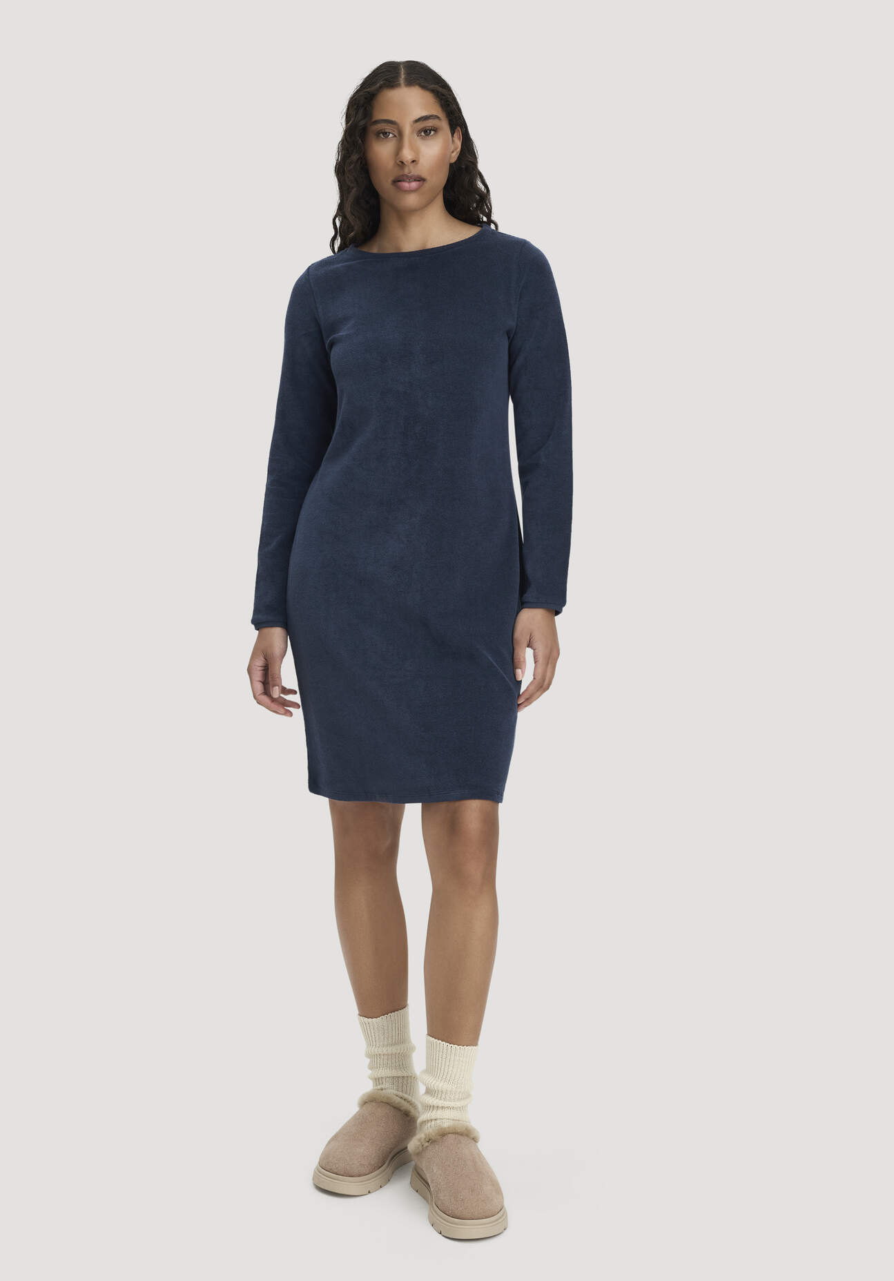 hessnatur Damen Frottee Nachthemd PURE COTTON aus Bio-Baumwolle - blau Grösse40
