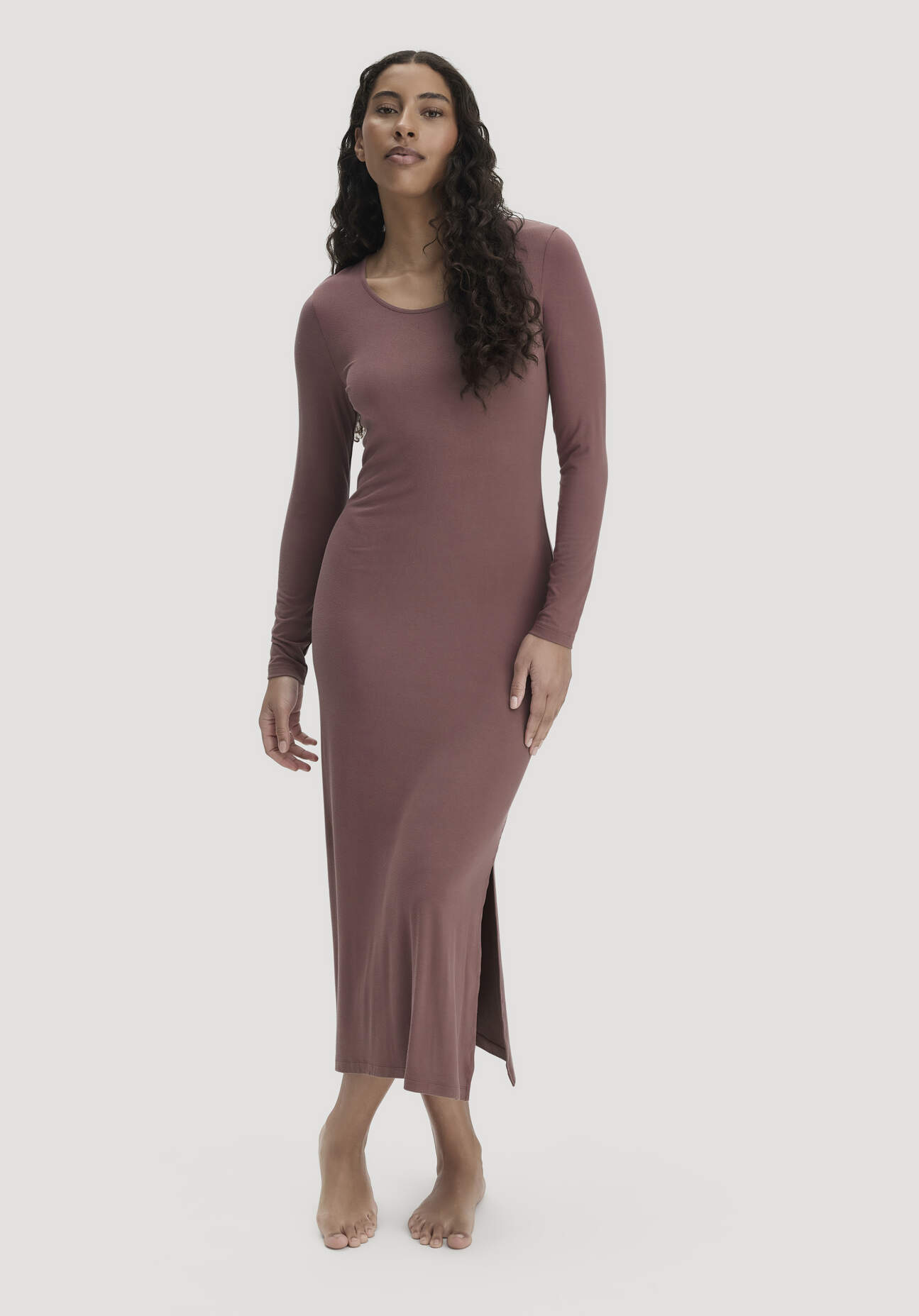 hessnatur Damen Nachthemd PURE FLOW aus TENCEL™ Modal - braun Grösse46