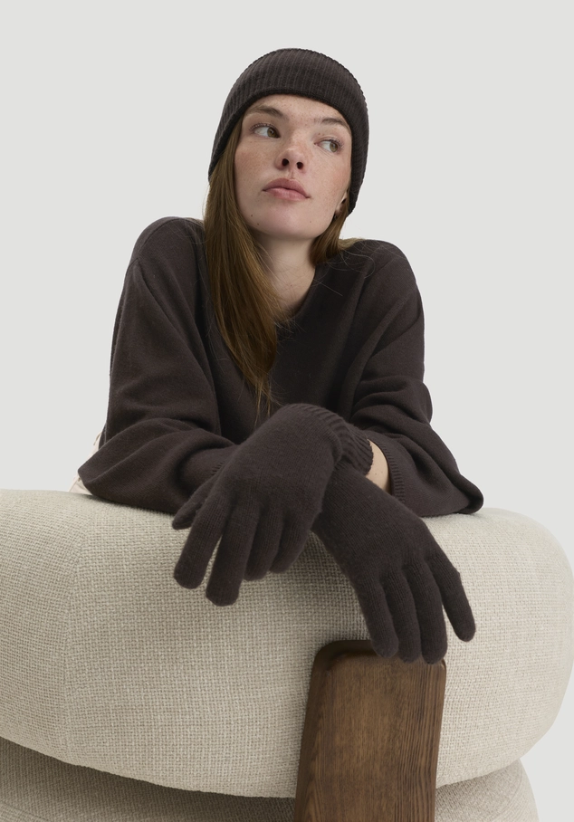 Strick Handschuhe aus Bio-Merinowolle mit Cashmere