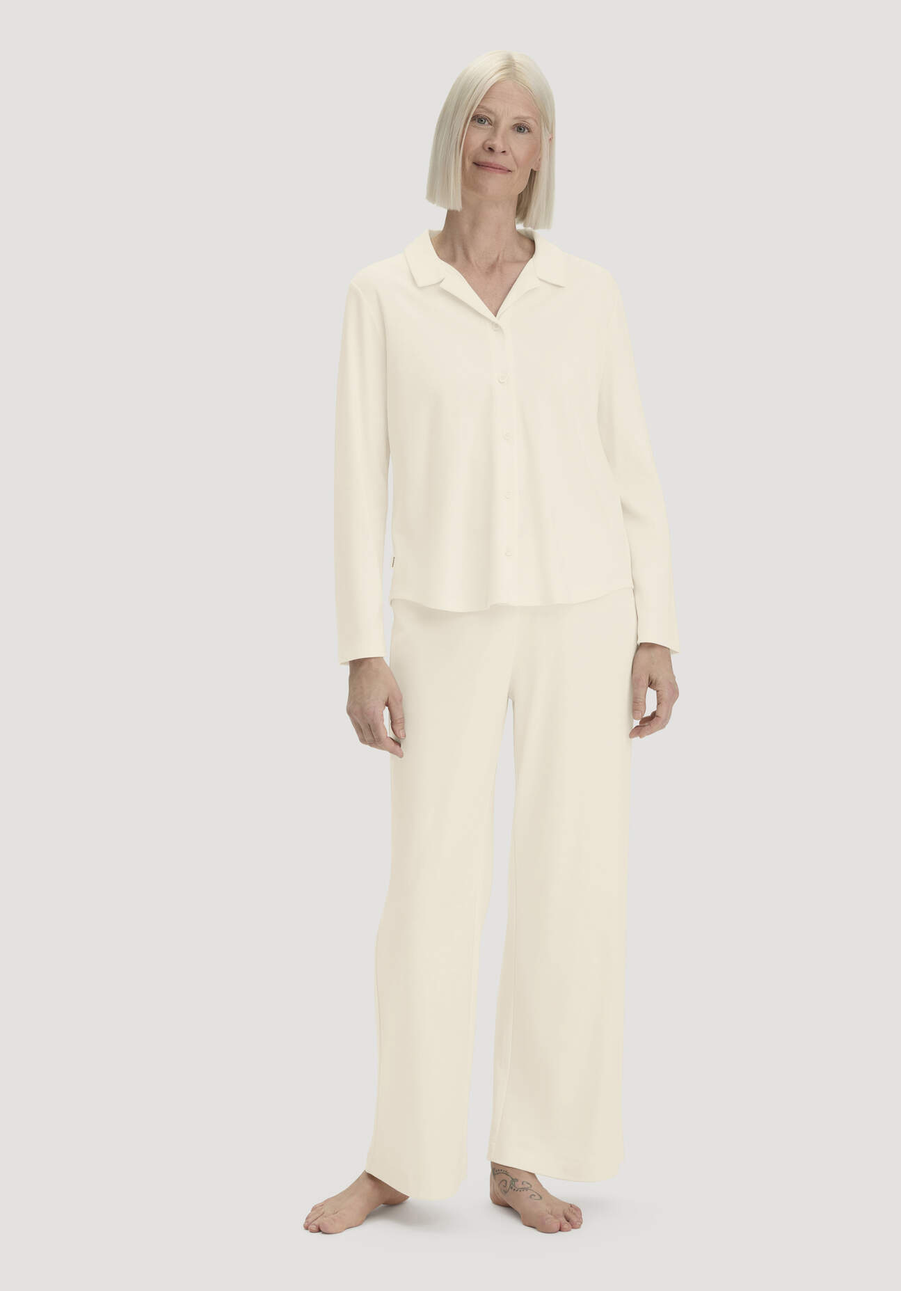 hessnatur Damen Pyjama PURE NATURE aus Bio-Baumwolle - naturfarben Grösse36