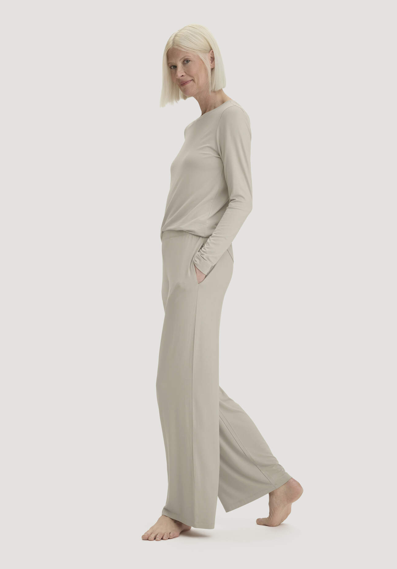 hessnatur Damen Schlafhose PURE SENSE aus TENCEL™ Modal - beige Grösse40