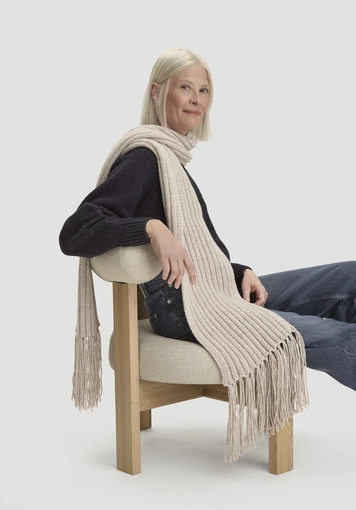 Knitted scarf made from organic cotton with virgin wool and recycled wool - 0