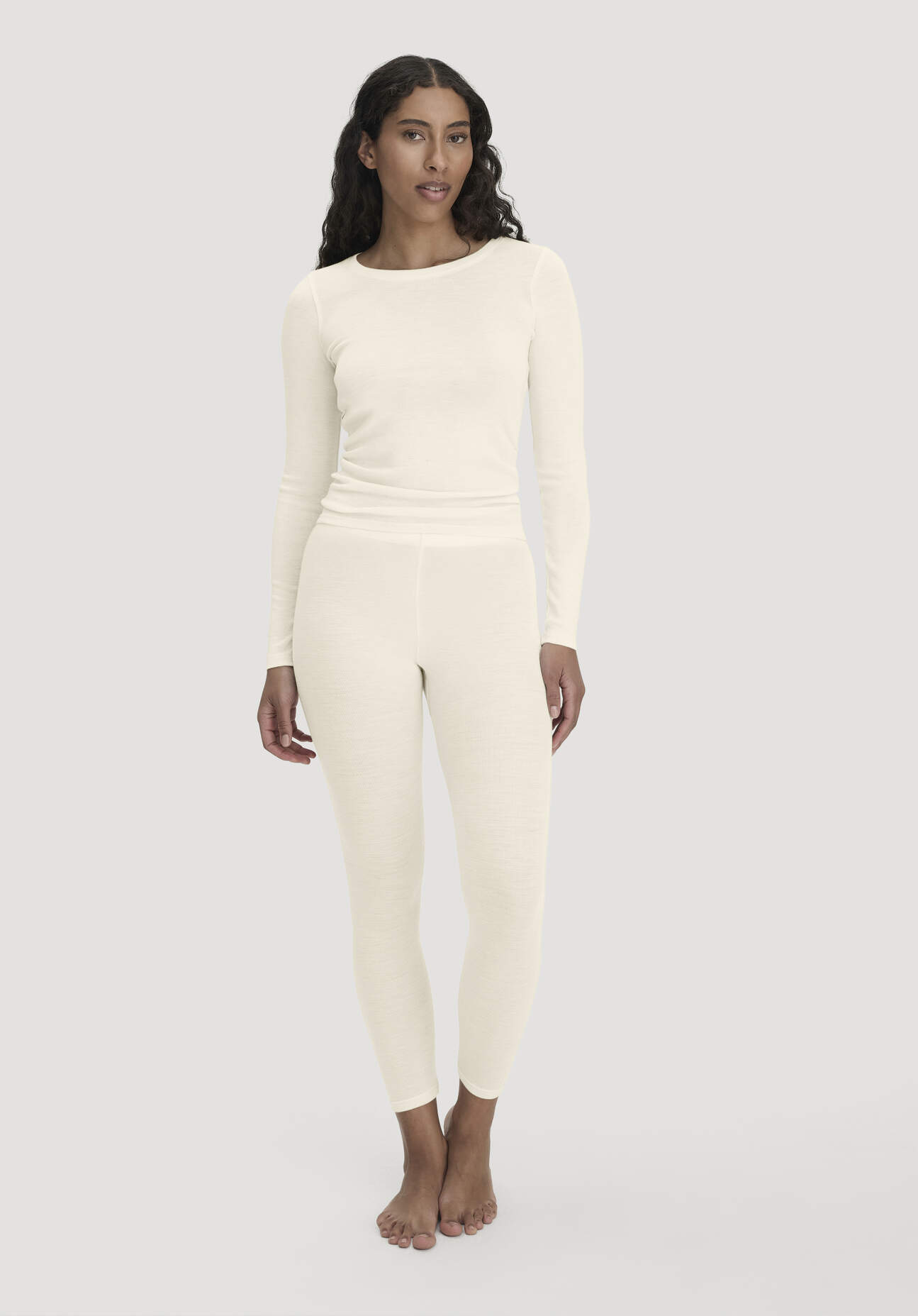 hessnatur Damen Leggings Regular Cut PURE FUNCTION aus Bio-Merinowolle mit Seide - natur - Größe 44