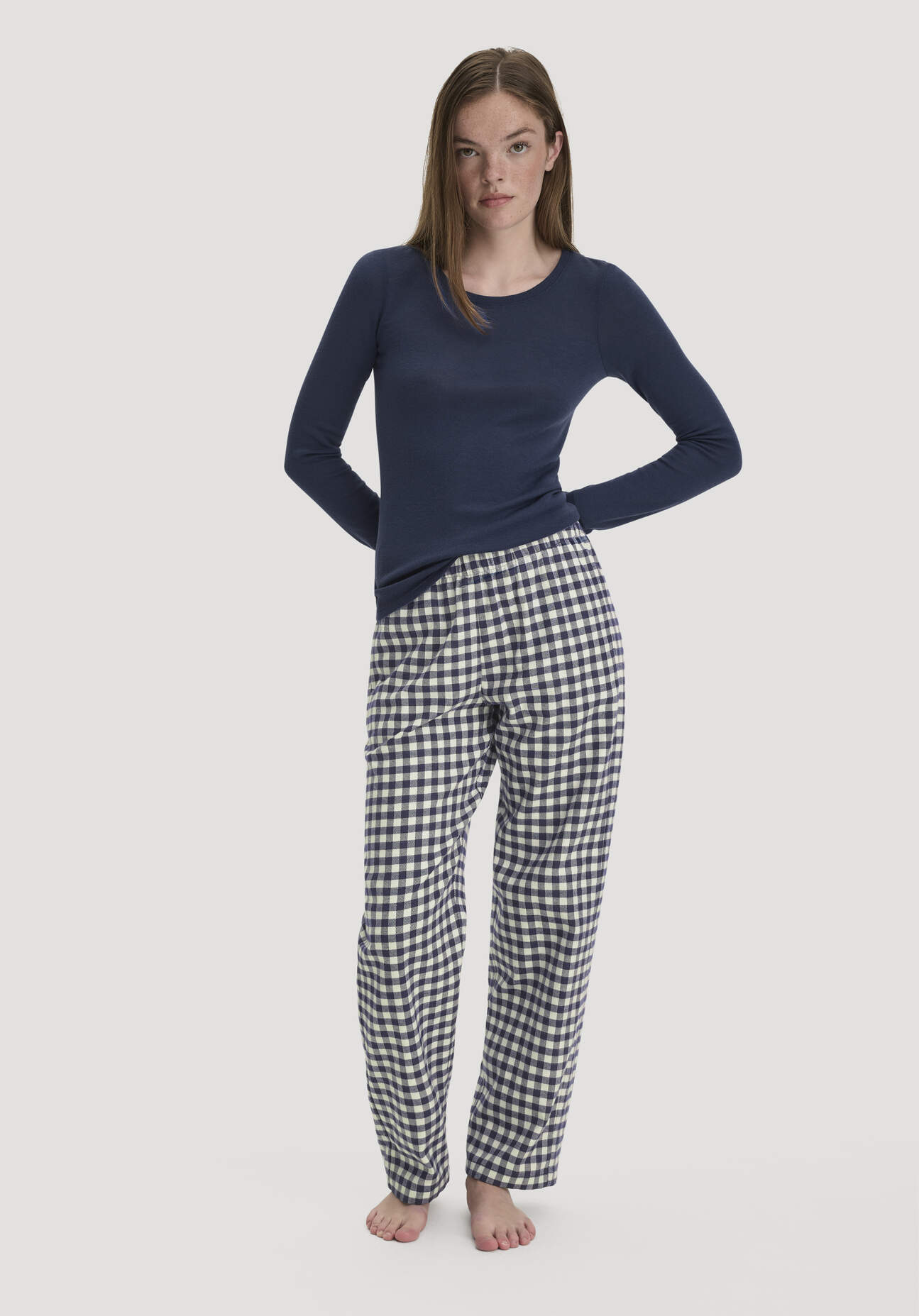 hessnatur Damen Longsleeve PURE FUNCTION aus Bio-Merinowolle mit Seide - blau - Größe 40