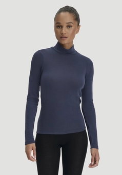 Rollkragen-Longsleeve Fitted aus Schurwolle und Seide