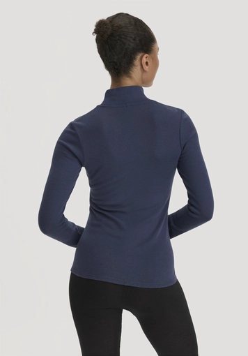 Fitted roll-neck long-sleeved top made of virgin wool and silk - 1