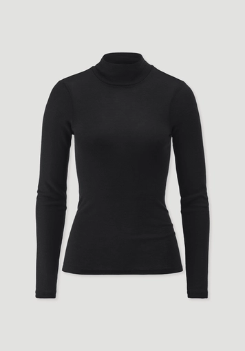Fitted roll-neck long-sleeved top made of virgin wool and silk Fitted roll-neck long-sleeved top made of virgin wool and silk