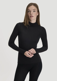 Rollkragen-Longsleeve Fitted aus Schurwolle und Seide
