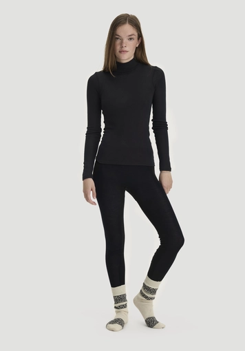 Fitted roll-neck long-sleeved top made of virgin wool and silk - 1