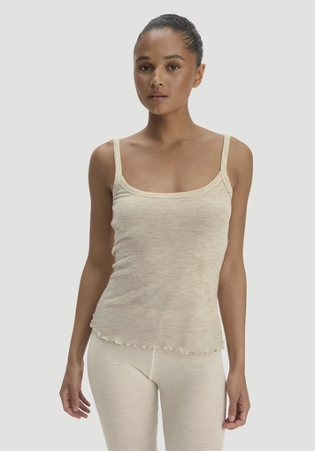 Spaghetti Top Pointelle made from pure organic merino wool - 0