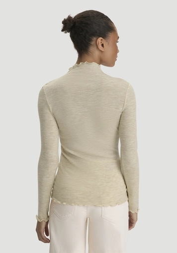 Mock-Neck Longsleeve Pointelle aus reiner Bio-Merinowolle - 2