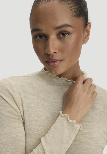 Mock-Neck Longsleeve Pointelle aus reiner Bio-Merinowolle - 3