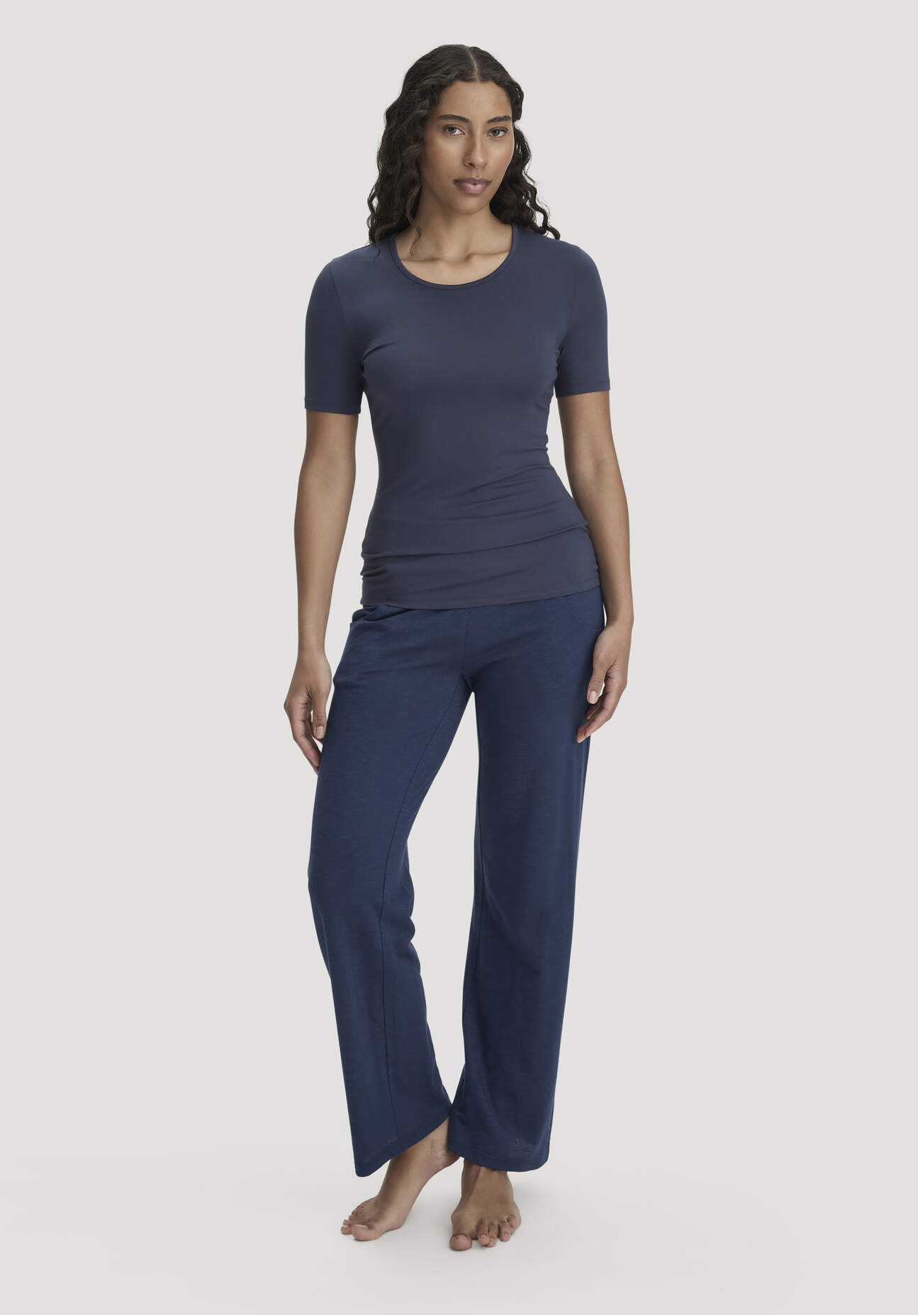 hessnatur Damen Schlafhose PURE SENSE Relaxed aus Bio-Baumwolle mit TENCEL™ Modal - blau Grösse40