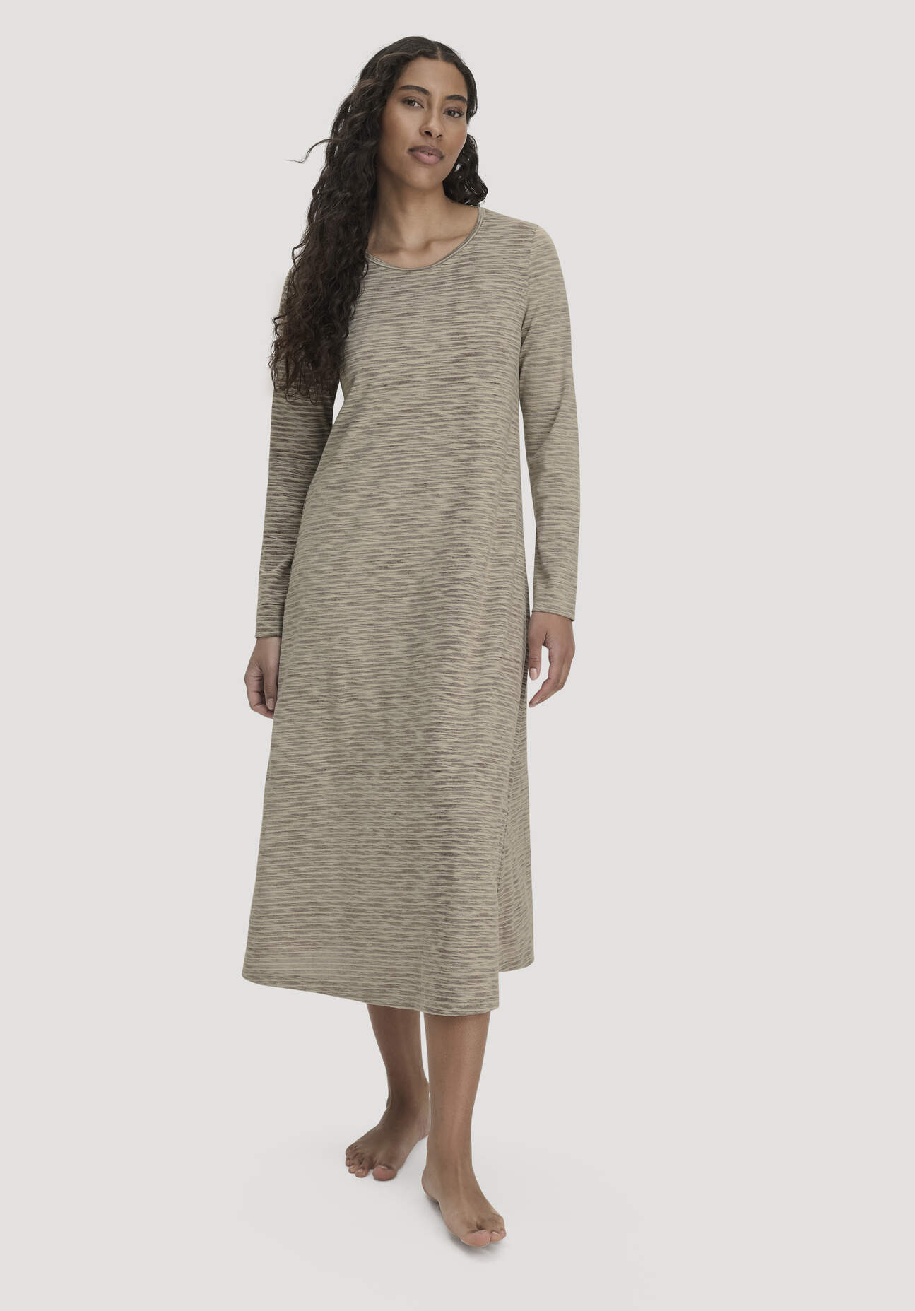 hessnatur Damen Slub Nachthemd Regular aus TENCEL™ Modal mit Bio-Baumwolle - braun Grösse34