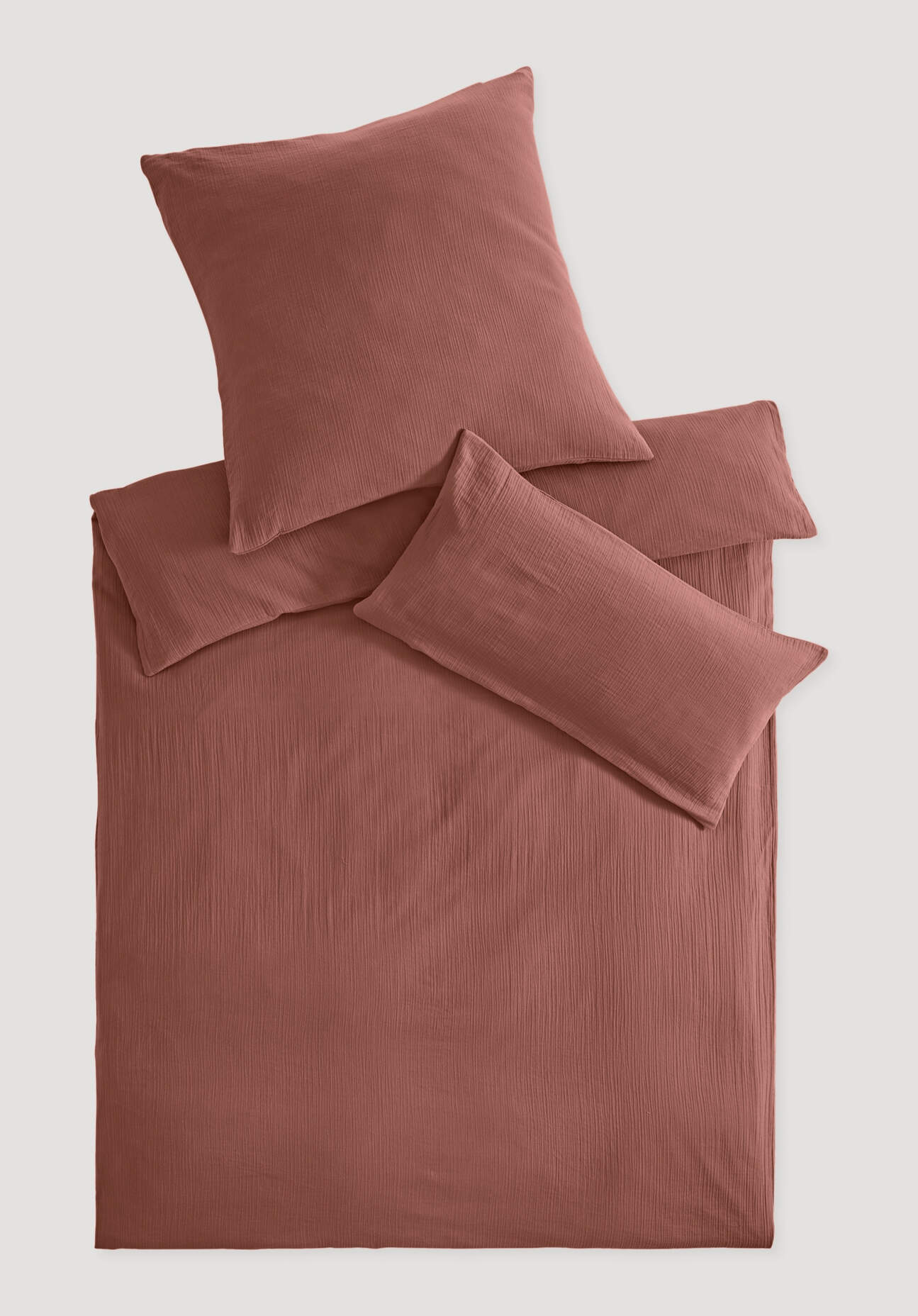 hessnatur Musselin Bettwäsche-Set aus Bio-Baumwolle - rot Grösse135x200 / 40x80 cm