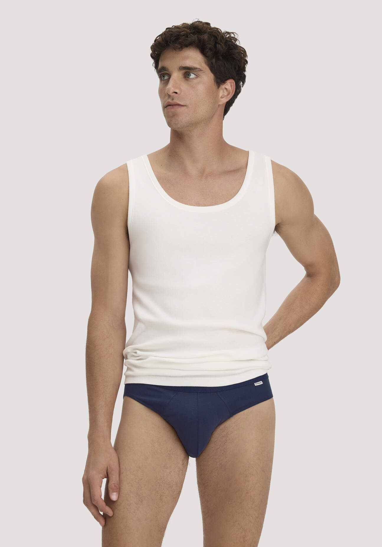 hessnatur Herren Slip Regular Cut COTTON MIX aus Bio-Baumwolle - blau Grösse4 = S