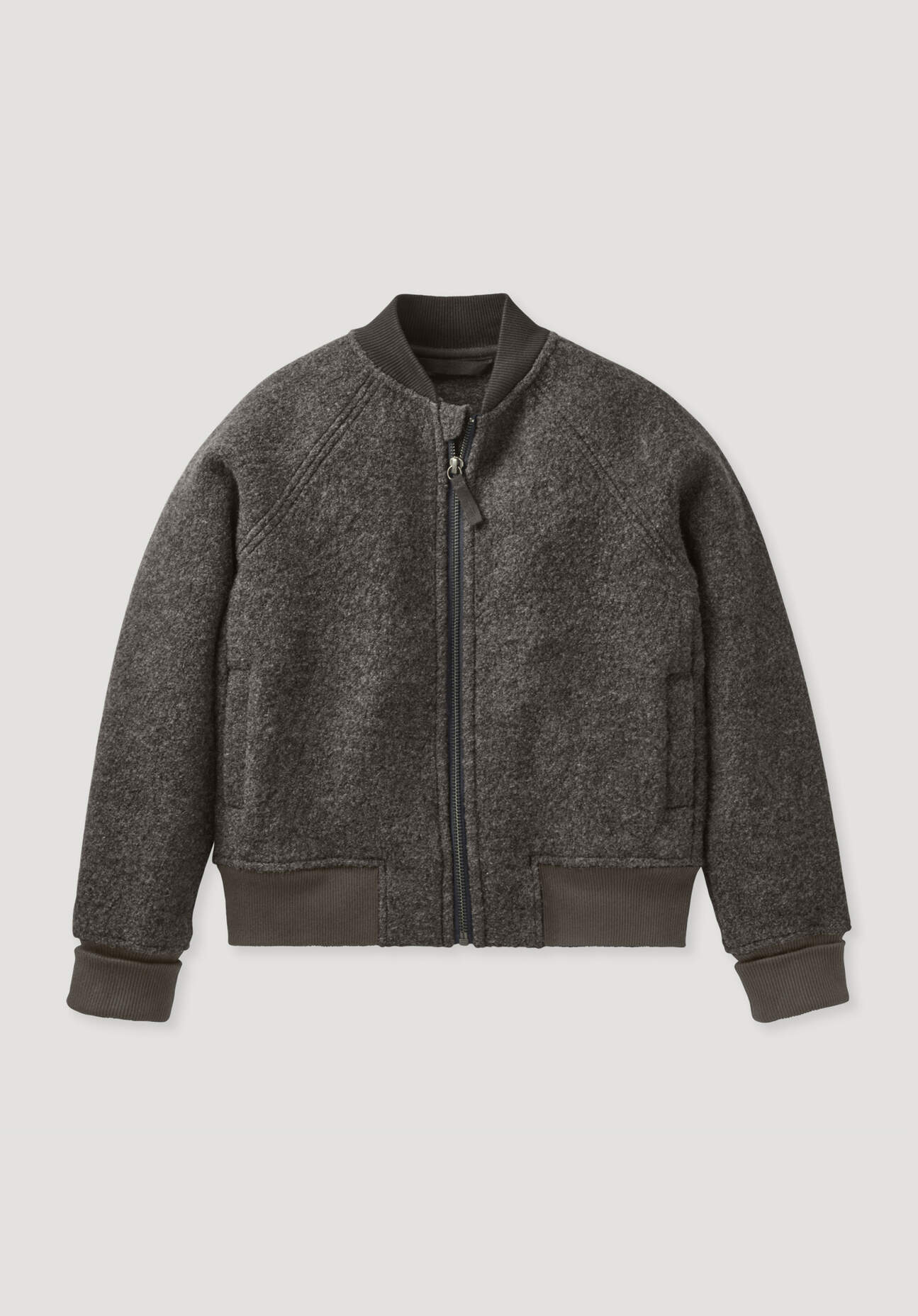 hessnatur Kinder Walk-Bomberjacke aus Bio-Merinowolle - braun Grösse122/128