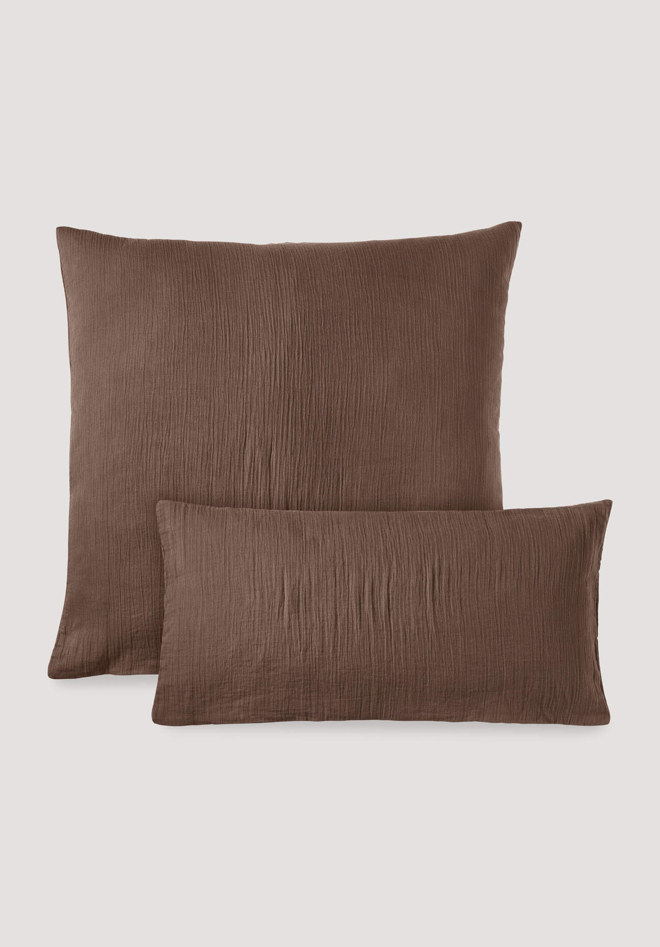 hessnatur Musselin Kissenbezug aus Bio-Baumwolle - braun Grösse40x80 cm