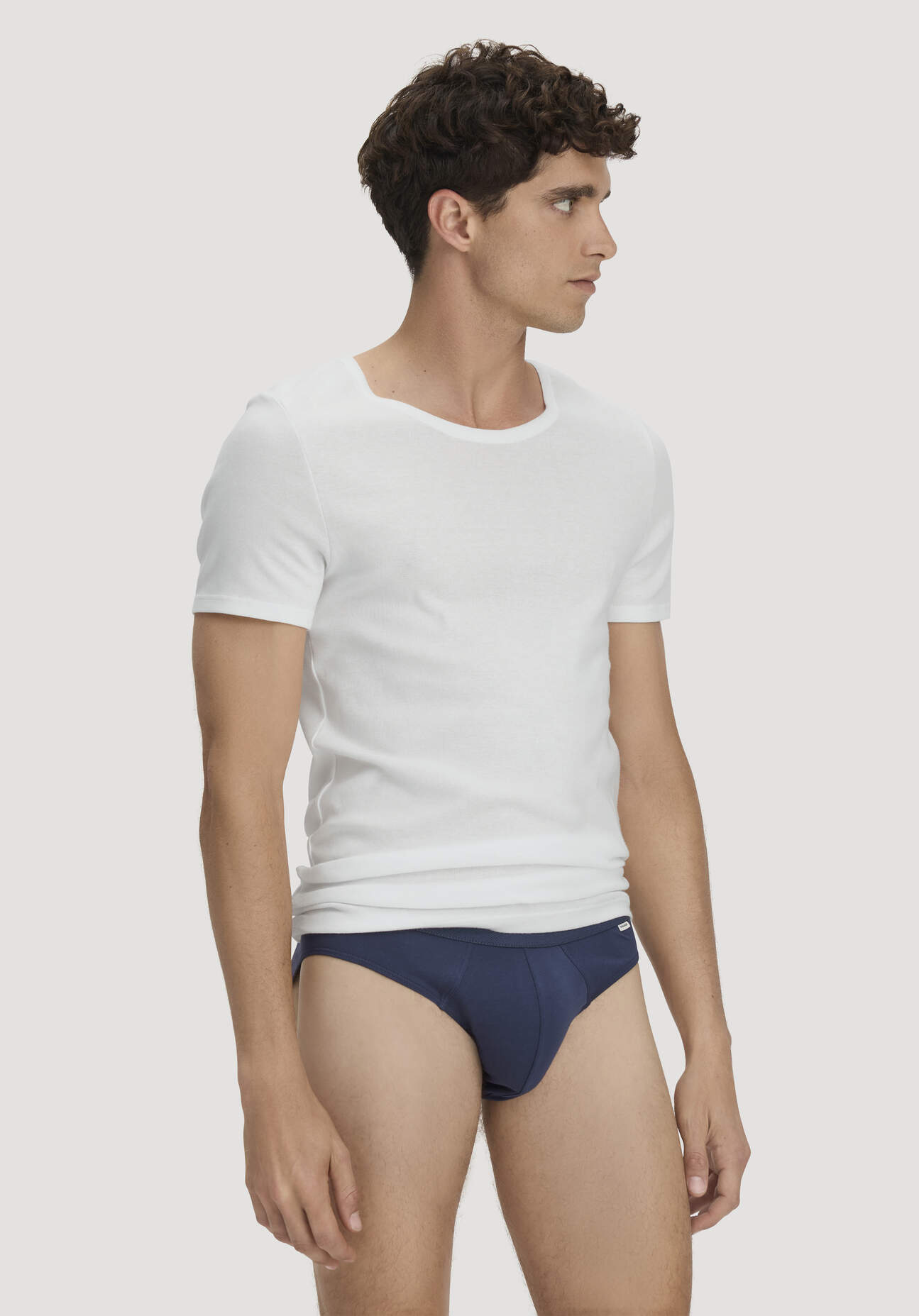 hessnatur Herren Slip Regular Cut COTTON MIX aus Bio-Baumwolle - blau Grösse4 = S