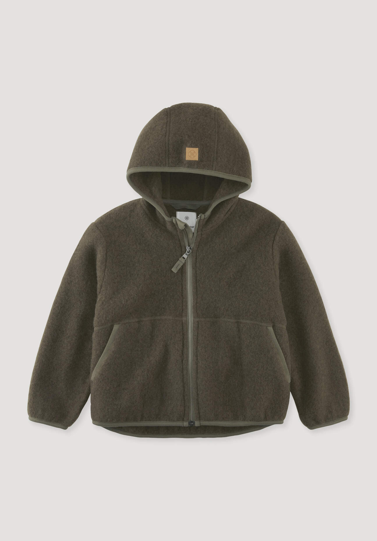 hessnatur Kinder Wollfleece Jacke aus Bio-Merinowolle - grün Grösse110/116