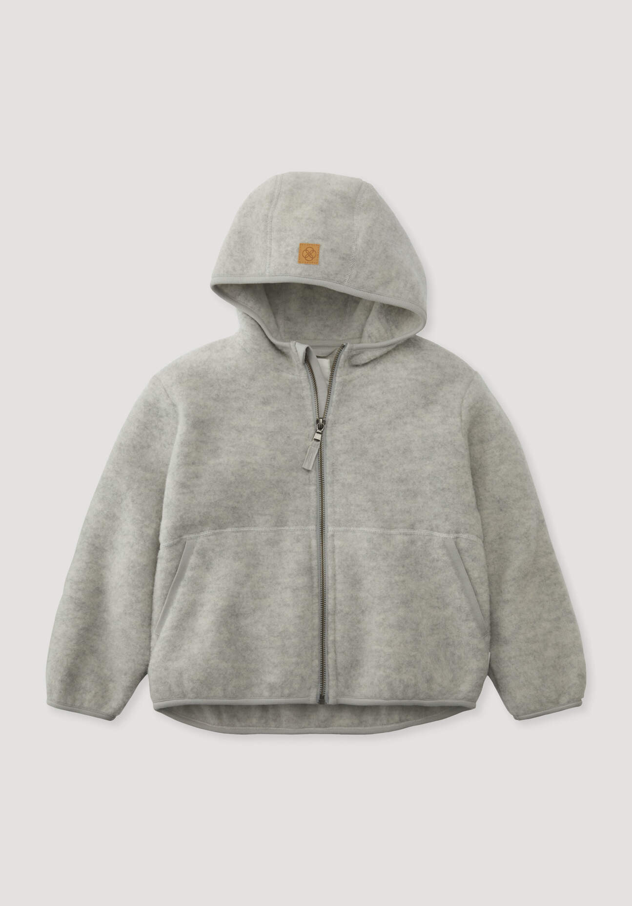 hessnatur Kinder Wollfleece Jacke aus Bio-Merinowolle - grau Grösse110/116