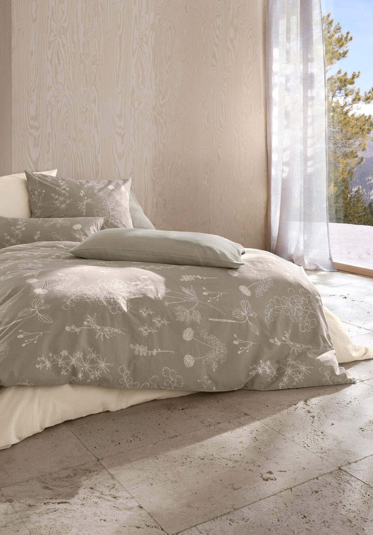 hessnatur Renforcé Bettwäsche-Set LONNO aus Bio-Baumwolle - beige Grösse135x200 / 40x80 cm