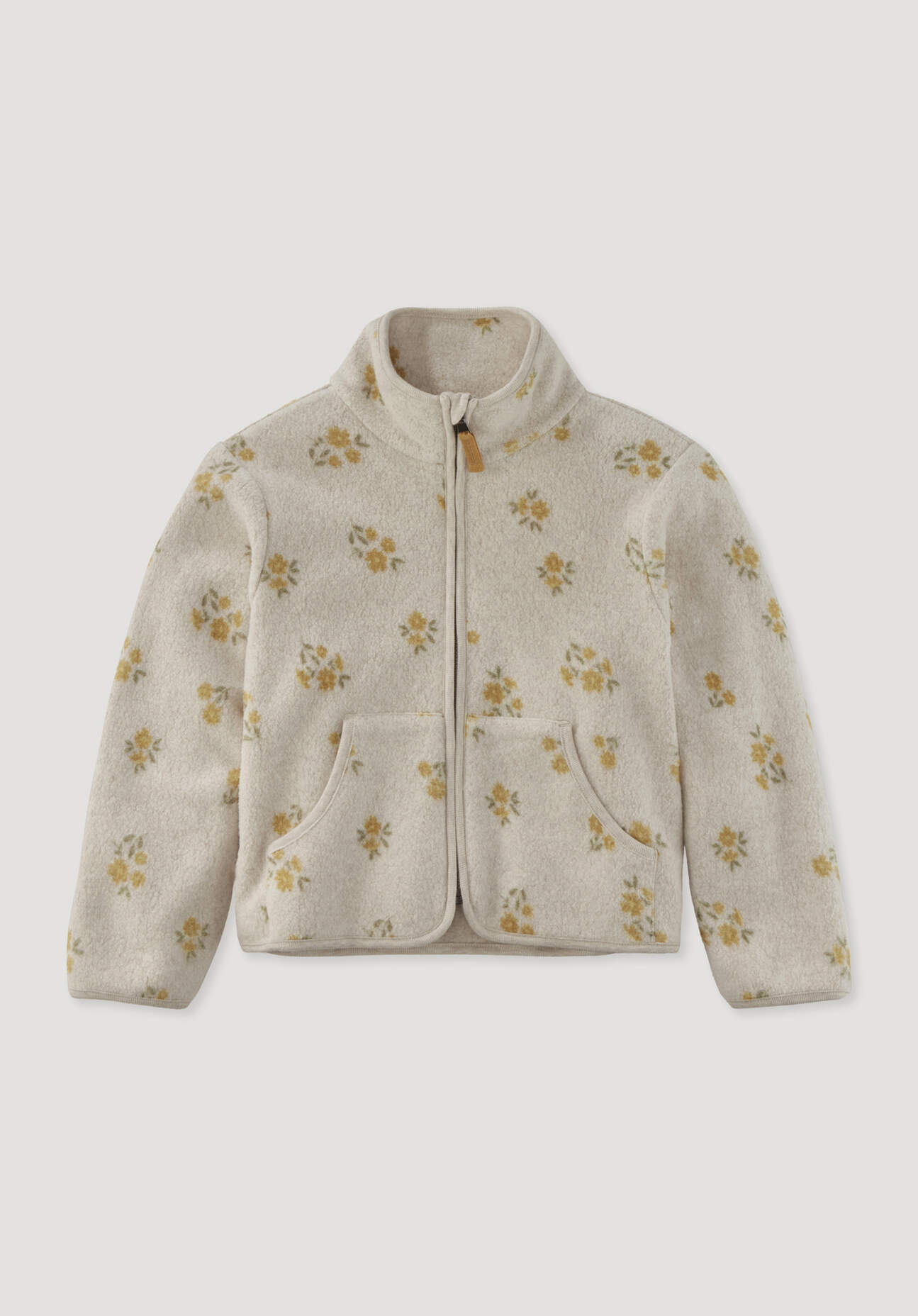 hessnatur Kinder Fleece Jacke aus Bio-Baumwolle - beige Grösse110/116