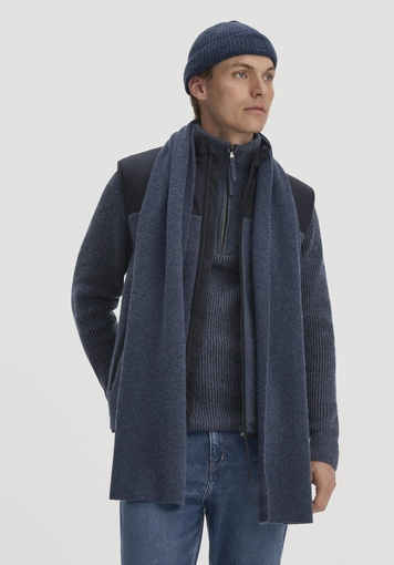 Knitted scarf made from organic merino wool with recycled wool and organic cotton - 0