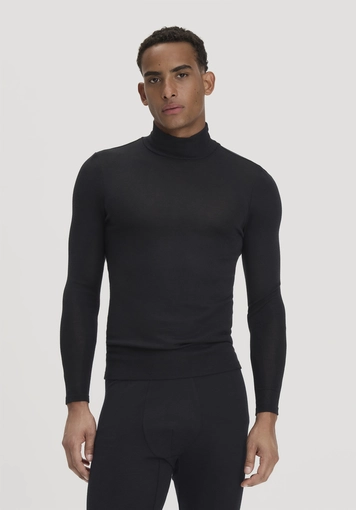 Roll-Neck Longsleeve Fitted aus Bio-Merinowolle und Seide - 0