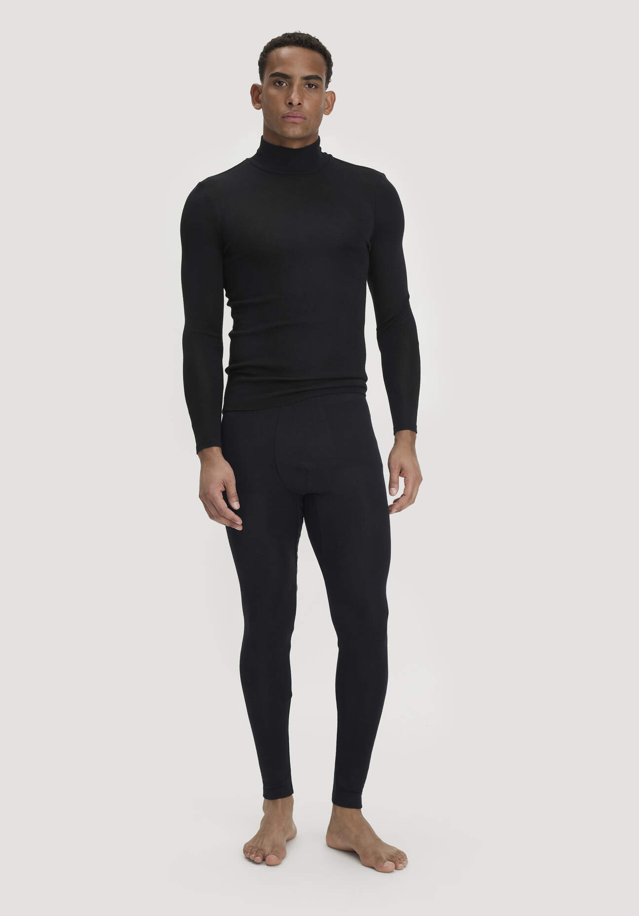 hessnatur Herren Longpants PURE FUNCTION aus Bio-Merinowolle und Seide - schwarz GrösseXL